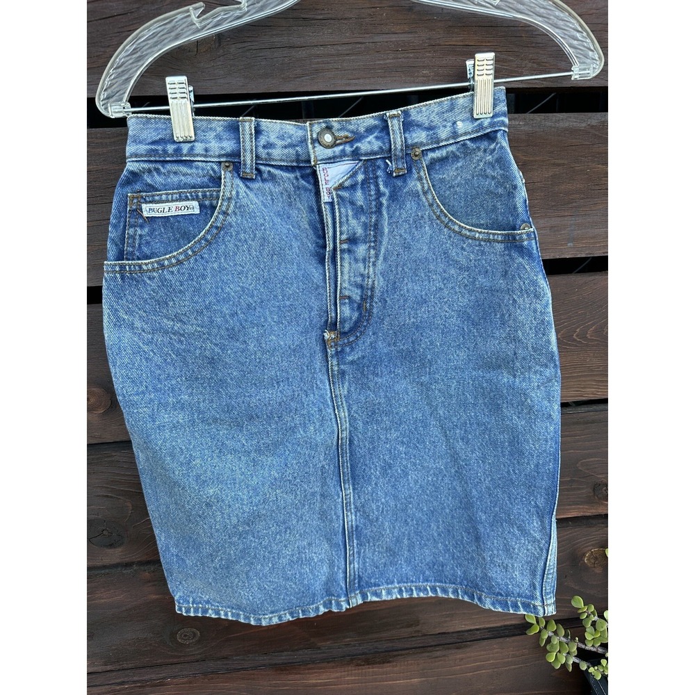 Vintage Womens 90's Bugle Boy Denim Pencil Skirt Size XS (24)